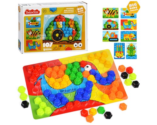 Мозаика для самых маленьких Baby Toys "Трактор" d2,5/7 цв (107 эл)