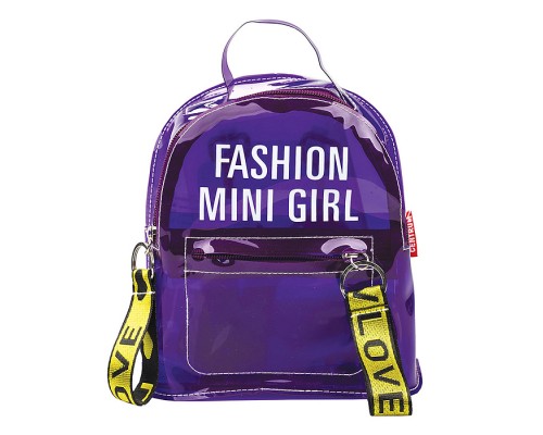 Рюкзак детский "Fashion Mini Girl" 1 отделение на молнии, размер 22х19х11см, материал ПВХ, полупрозрачный фиолетовый, передний карман на молнии, регулируемые лямки  на карабинах
