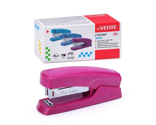 Степлер "Trend" 24/6&26/6 (мощность 20 листов, глубина скрепления 50 мм) пластиковый, в картонной коробке, брусничный