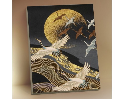 Картина по номерам 40х50 "Полет журавлей" с поталью (10 цветов)