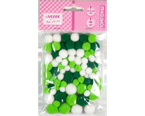 Набор помпонов для творчества "DIY" 90 шт, ассорти размеров и цветов