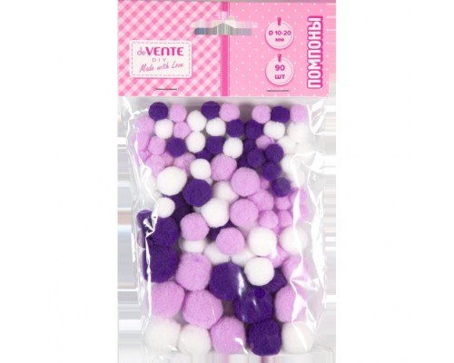 Набор помпонов для творчества "DIY" 90 шт, ассорти размеров и цветов