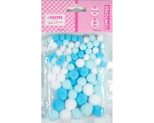 Набор помпонов для творчества "DIY" 90 шт, ассорти размеров и цветов