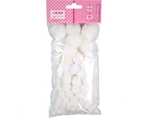 Набор помпонов для творчества "DIY" 100 шт, цвет белый