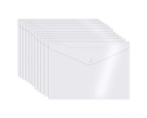 Папка-конверт на кнопке A4 (330x235 мм) 180 мкм, полипропилен, прозрачная