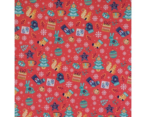 Упаковочная бумага "Пряничная"НОВОГОДНЯЯ  рулон в термопленке. Размер 70х100 см.