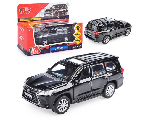 Машина металл Lexus LX-570, 12 см, (откр дв, багаж,черный) инерц, в коробке