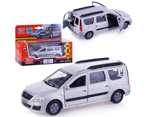 Машина металл Lada Largus 12 см, (двери, багаж., сереб.,) инерц., в коробке