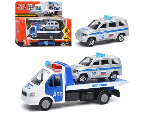 Набор из 2-х машин металл. Газель Эвакуатор 12,5см+ УАЗ Патриот 7,5см