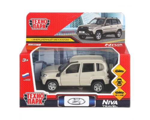 Машина металл Lada Niva travel 12 см, двери, инерц, бежевый