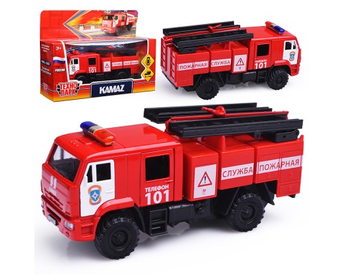 Машина металл Камаз-43502 МЧС 15,5 см, двери, подв дет, инер, кор.