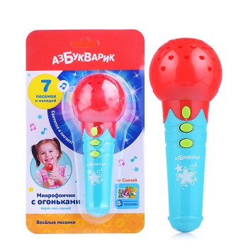 Веселые песенки (Микрофончик с огоньками) Красный
