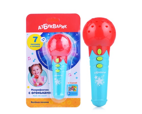 Веселые песенки (Микрофончик с огоньками) Красный