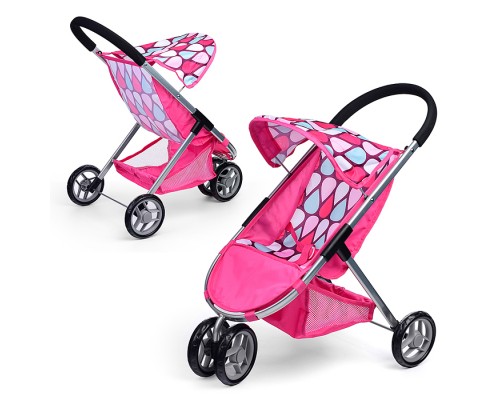 Коляска для кукол металлическая, складная, 3-х колесная, с козырьком, в пакете