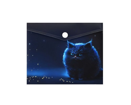 Папка конверт на кнопке А6 пластиковая "Ночное облако" размер 17х14х0,5