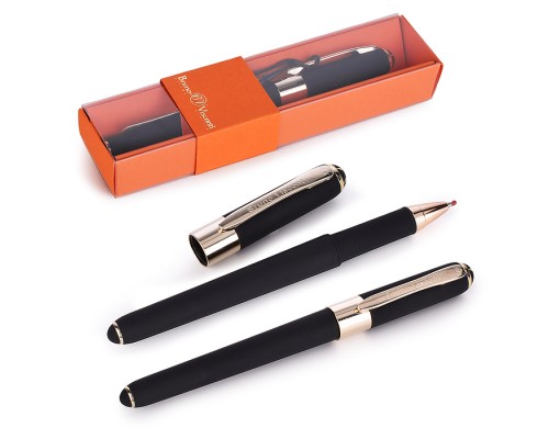 Ручка в футляре "MONACO" шариковая 0.5 мм, синяя (черный корпус, оранжевая коробка)