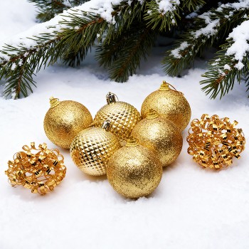 Набор новогодних украшений "Золотые шарики" (8шт х 6см)