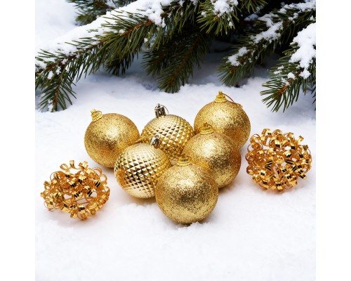 Набор новогодних украшений "Золотые шарики" (8шт х 6см)