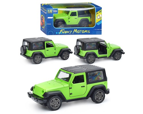 Зелёная инерционная машинка с черной крышей die-cast,1:32, открывающиеся двери