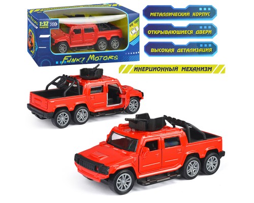Красная инерционная машинка Горный пикап die-cast,1:32, открывающиеся двери