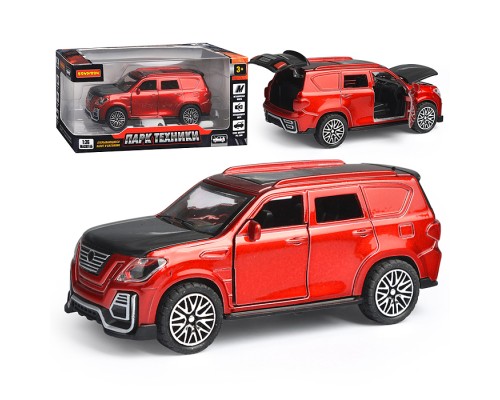 Машина метал. инерционная, М1:36, 4 открыв. двери "Парк Техники" джип бордовый
