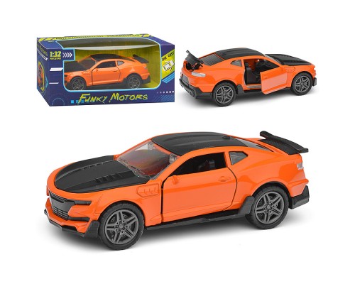 Чёрно-оранжевая инерционная машинка die-cast,1:32, открывающиеся двери