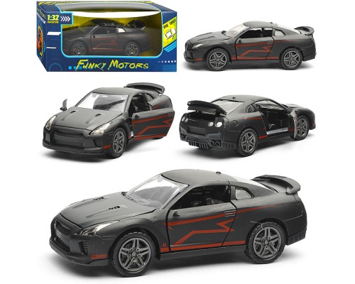 Чёрная инерционная машинка Спорткар со спойлером die-cast,1:32, открывающиеся двери