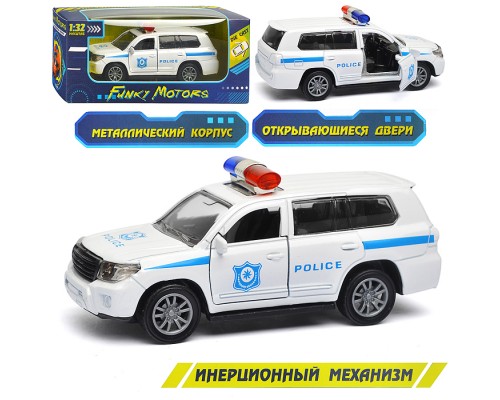 Белая инерционная служебная машинка Кроссовер die-cast,1:32, открывающиеся двери