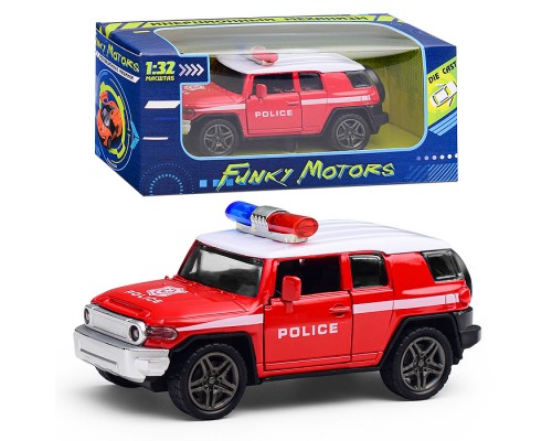 Красная инерционная машинка с мигалкой die-cast,1:32, открывающиеся двери