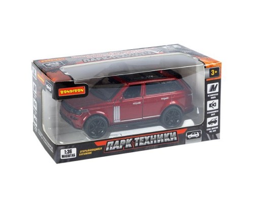 Машина метал. инерционная, М1:36, 3 открыв. двери "Парк Техники" джип бордовый