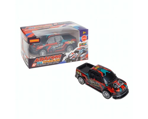 Машинка пластмассовая инерционная "Авария на трассе" Пикап (pull back) ВОХ 15,2х7,5х7,5см,