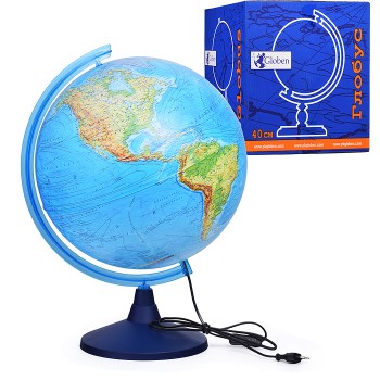 Глобус Земли физико-политический 400мм с подсветкой Классик Евро