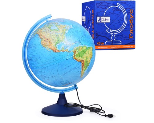Глобус Земли физико-политический 400мм с подсветкой Классик Евро