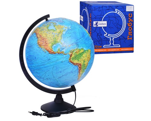 Глобус Земли физический 320мм с подсветкой Рельефный Классик