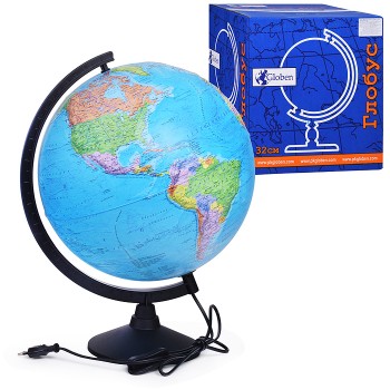 Глобус Земли политический 320 мм с подсветкой Рельефный Классик