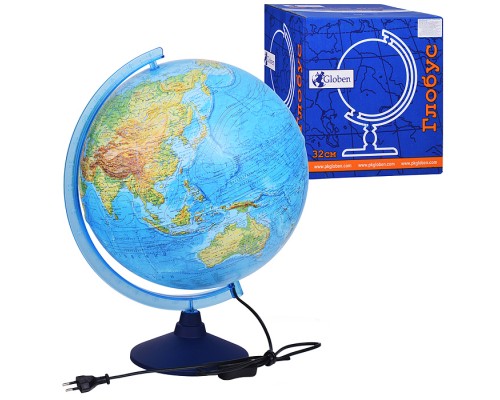Глобус Земли физико-политический 320мм с подсветкой Классик Евро