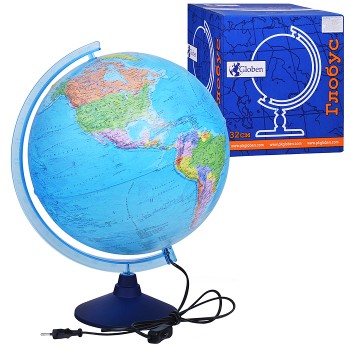 Глобус Земли политический 320 мм с подсветкой Рельефный Классик Евро