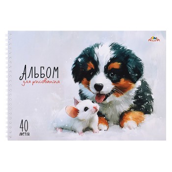 Альбом для рисования 40л. "Милые друзья" на гребне