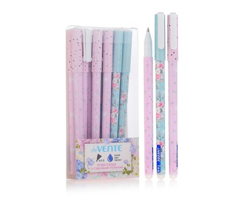 Ручка гелевая стираемая "Пиши-стирай. Flora" d=0,5 мм, 2 дизайна корпуса ассорти, с ластиком, сменный стержень, индивидуальная маркировка, синяя