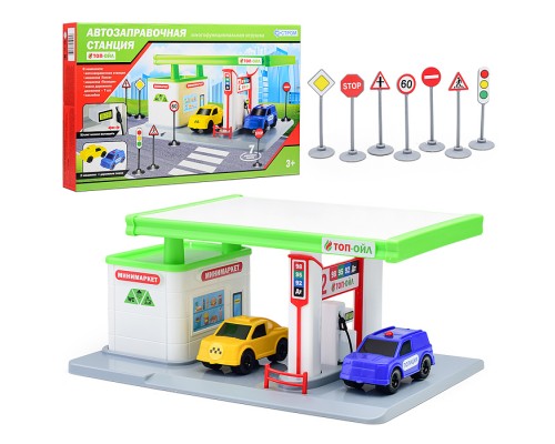 Автозаправочная станция "Топ-ойл" многофункциональный игровой набор в подар. коробке