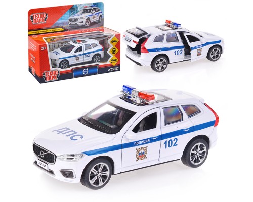 Машина металл. Volvo XC60 r-desing Полиция, 12см,(откр.двери,белый) инерц., в коробке