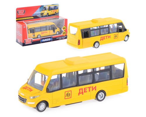 Автобус металл Iveco Daily Vsn-700 Дети, 15 см, (двери, инерц,) в коробке