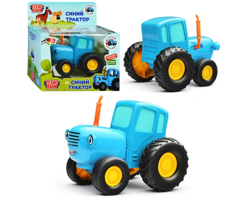 Модель металл Синий трактор 11 см, инерц, синий, в коробке