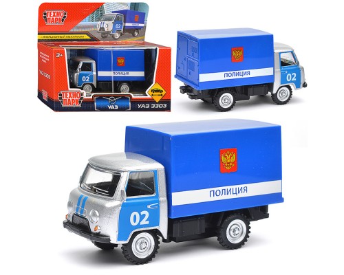 Модель металл УАЗ 3303 Полиция UAZ 11 см, (откр. двери) инерц., в коробке