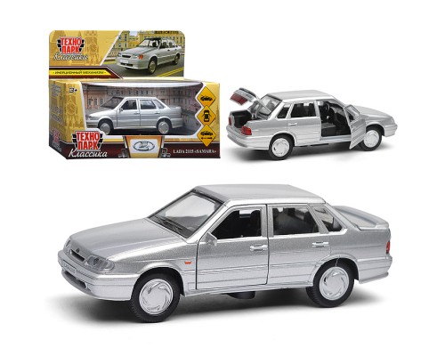 Машина металл Ваз-2115 "Самара" длина 12 см, двери, серебристо-серый