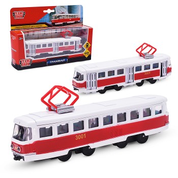 Модель металл "Трамвай" 16,5 см, двери, инерц.,