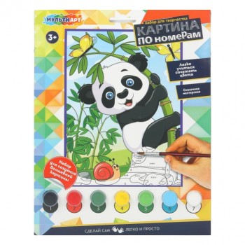Раскраска по номерам 17х23 см. "Панда и бамбук"