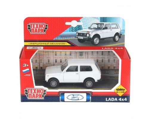 Машина металл LADA 4x4 длина 10 см, инерц, белый