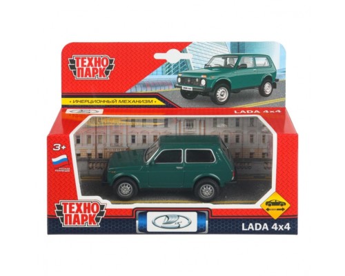 Машина металл LADA 4x4 длина 10 см, инерц, зеленый