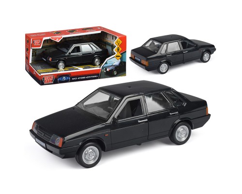 Машина пластик ВАЗ-21099 22 см, (свет-звук, двер, 4 кноп, черный) инерц,в коробке